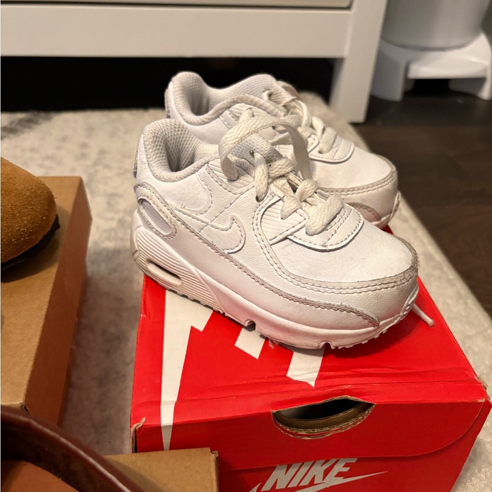 Nike Kids White Leather Lace-Up Sneakers
